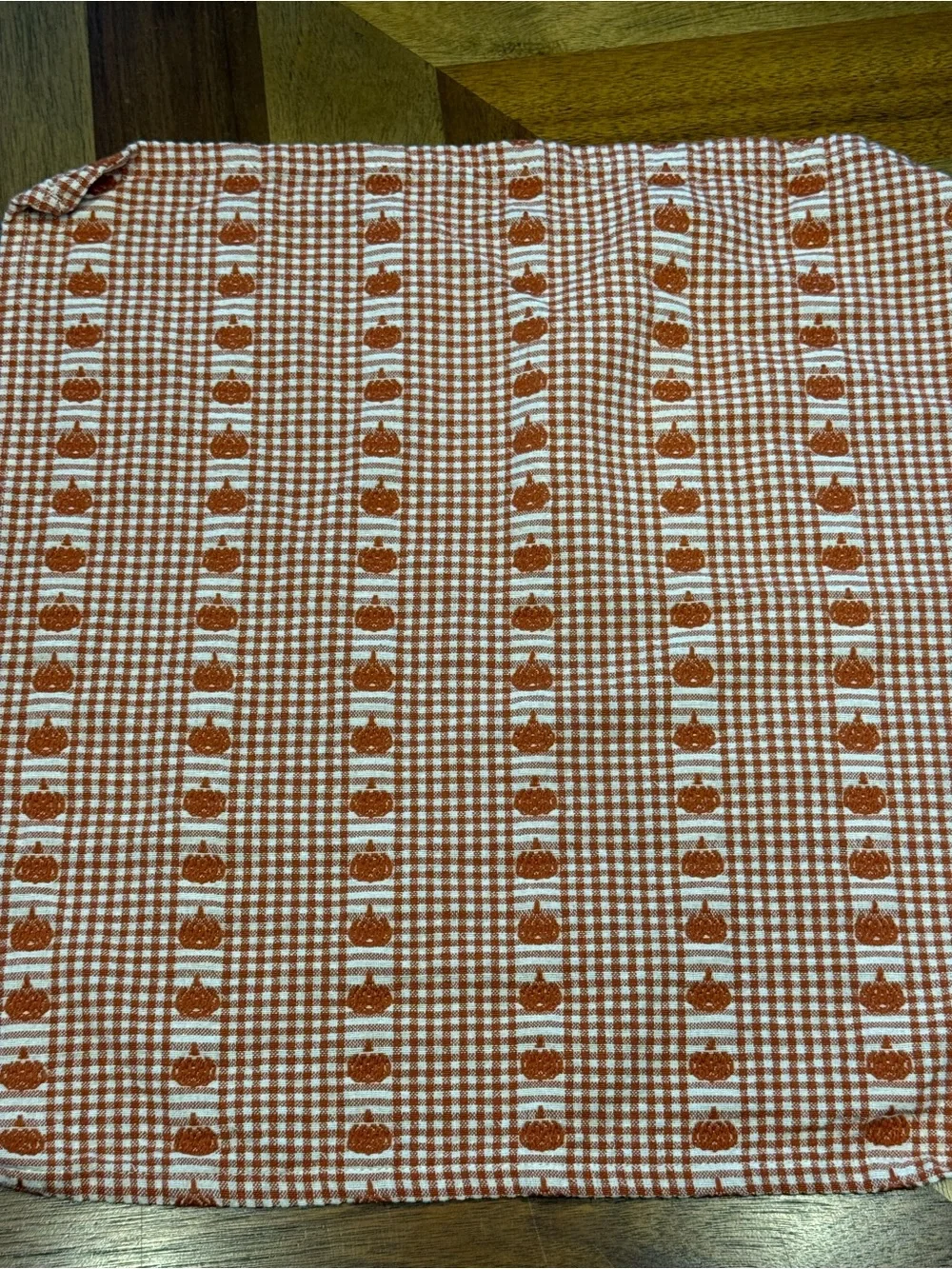 Orange Gingham Pumpkin Embroidered Napkins set of 8 unbranded